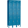 Global Industrial Paramount® Triple Tier 9 Door Locker, 12"Wx15"Dx24"H, Blue, Unassembled