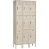 Global Industrial Paramount® Triple Tier 9 Door Locker, 12"Wx15"Dx24"H, Tan, Assembled