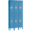 Hallowell Double Tier 6 Door Premium Steel Locker, 12"Wx18"Dx36"H, Blue, Unassembled