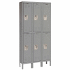 Hallowell Double Tier 6 Door Premium Steel Locker, 12"Wx12"Dx30"H, Dark Gray, Assembled