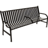 6 Feet Slatted Metal Bench With 3 Armrests - Black