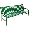 6 Feet Slatted Metal Bench With 3 Armrests - Green
