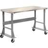 Global Industrial 60 x 30 Mobile Fixed Height C-Channel Flared Leg Workbench - Stainless Steel
