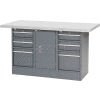 Global Industrial™ Workbench w/ Laminate Top, 6 Drawers & 1 Cabinet, 60"W x 30"D, Gray