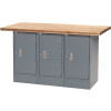 Global Industrial Workbench w/ Shop Top Square Edge & 3 Cabinets, 60"W x 30"D, Gray