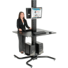 Global Industrial™ 81"H Complete Freestanding Orbit Computer Kiosk with VESA Mounts, Black