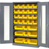Locking Bin Cabinet with Clear Window - Doors Open Full 180 Degrees