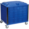 Global Industrial Easy Assembly Solid Wall Bulk Container, Lid & Casters 39-1/4x31-1/2x29 Blue