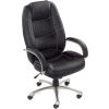 Interion® Executive Office Chair with Arms and Saddle Stitching - Leather - High Back - Black