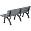 Global Industrial™ Plastic Park Bench With Backrest, 6ftL, Gray
																			
