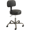 Interion® AntiMicrobial Medical Stool with Backrest - Vinyl - Black