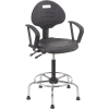 Interion® Shop Stool with Armrest - Polyurethane - 4 Way Adjustable - Black