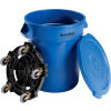 Global Industrial™ Plastic Trash Can with Lid & Dolly - 20 Gallon Blue
																			
