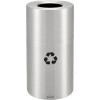 Global Industrial Aluminum Round Open Top Recycling Can, 35 Gallon, Satin Clear