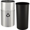 Global Industrial Aluminum Round Open Top Recycling Trash Can, 35 Gallon, Satin Clear
																			