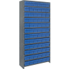 Quantum CL1275-601 Closed Shelving Euro Drawer Unit - 36x12x75 - 72 Euro Drawers Blue