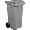 Global Industrial Mobile Trash Container with Lid - 32 Gallon Gray