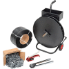 Global Industrial Strapping Kit w/ Tensioner/Crimper/Seals & Cart, 9000'L x 1/2" Strap Width