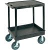 Luxor® TC21FR-8 Flat Top Shelf 2 Shelf Plastic Cart 8" Semi-Pneu Casters
