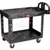 Rubbermaid® Plastic Tray Top Utility Cart, 2 Shelf, 54"Lx25"W, 5" Casters, Black