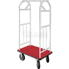 Glaro Bellman Hotel Cart 35x24 Satin Aluminum, Burgundy Carpet & Rubber Wheels