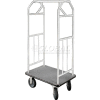 Glaro Bellman Hotel Cart 35x24 Satin Aluminum with Gray Carpet & Rubber Wheels