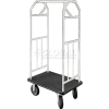 Glaro Bellman Hotel Cart 41x24 Satin Aluminum with Black Carpet & Rubber Wheels