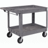 Large Deluxe 2 Shelf Plastic Utility & Service Cart 6" Pneumatic Casters