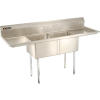 Aero Manufacturing Company® Two Bowl SS sink 18 x 18 with 16-1/2" Right & Left Sided Drainboard