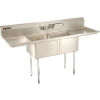 Easy Faucet Installation (Sold Separately) on Aero NSF Approved Two Compartment Stainless Steel Sink with Drainboards