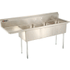 Aero Manufacturing Company® AF3-181 3 Compartment Sink, 18 x 18, Left Side Drainboard