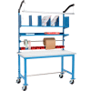 Global Industrial Mobile Packing Workbench Plastic Square Edge - 72 x 30 with Riser Kit