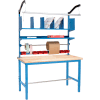 Global Industrial Packing Workbench Maple Butcher Block Safety Edge - 72 x 30 with Riser Kit
