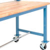 Mobile Packing Workbench Maple Butcher Block Safety Edge - 60 x 36 with Riser Kit