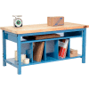 Global Industrial Packing Workbench Maple Butcher Block Square Edge 72x30 with Lower Shelf Kit