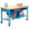 Mobile Packaging Workbench Maple Butcher Block Square Edge - 60 x 30 with Lower Shelf Kit
																			