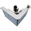 80"Wx 80" D Reception Station With Electric Raceway Gray Counter, Blue Panel