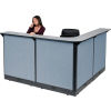 80"Wx 80" D Reception Station With Electric Raceway Gray Counter, Blue Panel