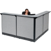 Interion® L-Shaped Electric Reception Station, 80"W x 80"D x 46"H, Gray Counter, Gray Panel