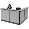 80"Wx 80" D Reception Station With Electric Raceway Gray Counter, Gray Panel