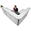 Interion® L-Shaped Electric Reception Station, 116"W x 80"D x 46"H, Gray Counter, Gray Panel
