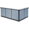 116in.W x 80in.D Reception Station W/Non-Electric Raceway Gray Counter, Blue Panel
