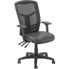 Interion® Mesh Task Chair - Leather Seat - High Back - Black