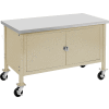 72"W x 30"D Mobile Workbench with Security Cabinet - ESD Safety Edge - Tan