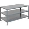 Jamco Stationary Machine Table W/ 3 Shelves, Steel Square Edge, 24"W x 24"D, Gray