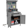 Shop Desk w Lower Cabinet and Pigeonhole Compartment with Pegboard Riser 34-1/2inW x 30inD x 80inH - GY
																			