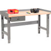 Global Industrial 60 x 30 Adj Height Workbench w/Drawer, Gray- Maple Square Edge Top
																			