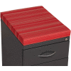 Interion® 2 Drawer Box/File Pedestal - Charcoal with Red Cushion Top