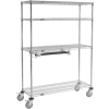 Nexel 4-Shelf Mobile Wire Computer LAN Workstation w/Keyboard Tray, 48"W x 18"D x 69"H, Chrome