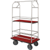 Glaro Bellman Condo Cart 48x25 Satin Aluminim Burgundy Carpet, 4 Rubber Wheels